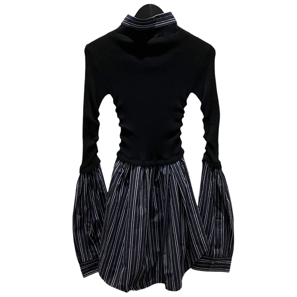 BALENCIAGA 【Layered Sweater Top】ニットドッキングシャツワンピース836801 T3389 古着・中古-2枚目のアイテム画像