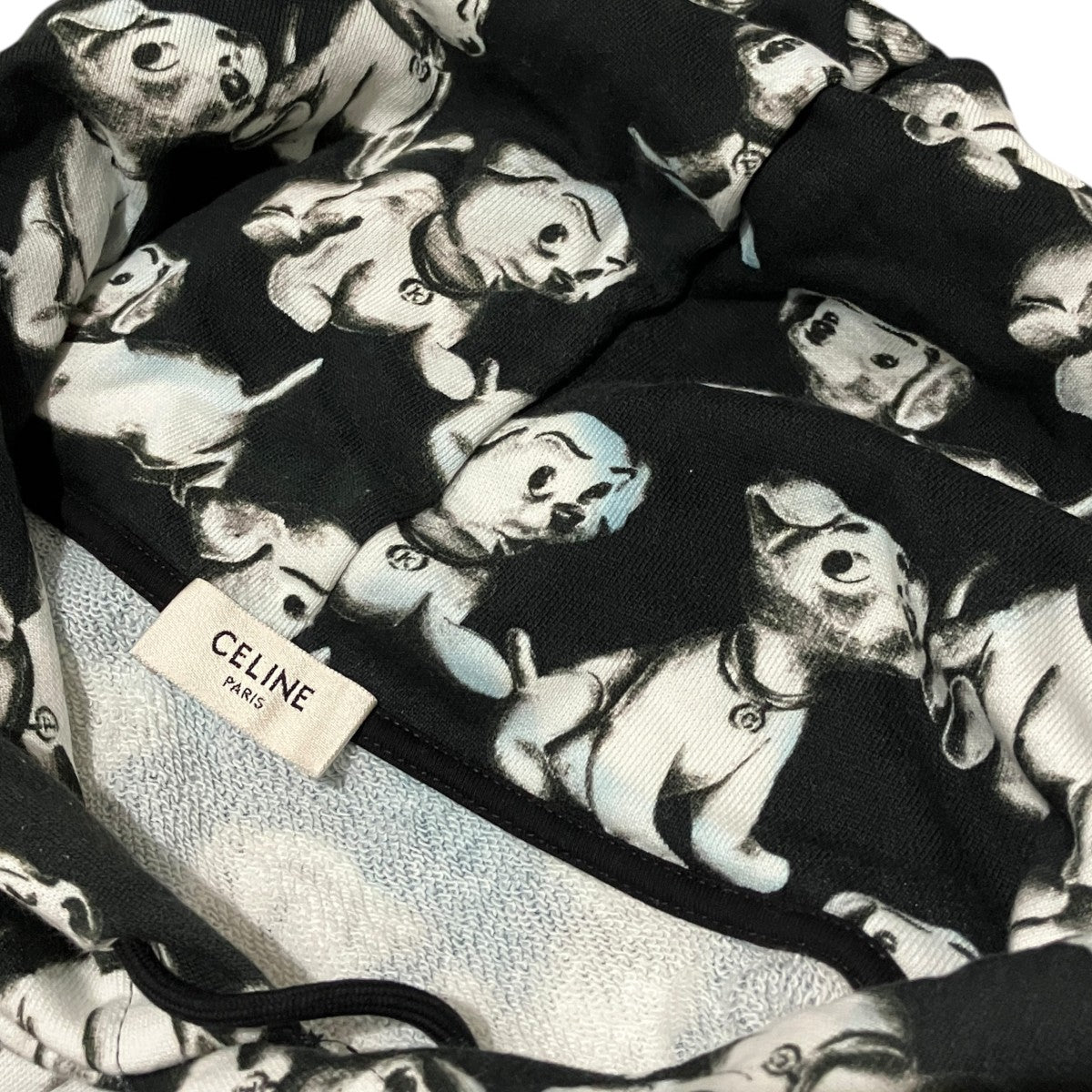 CELINE 犬柄パーカー Lサイズ 黒 CELINE(セリーヌ) 【AMY DORIAN ARTIST PRINT LOOSE HOODIE】犬柄プル