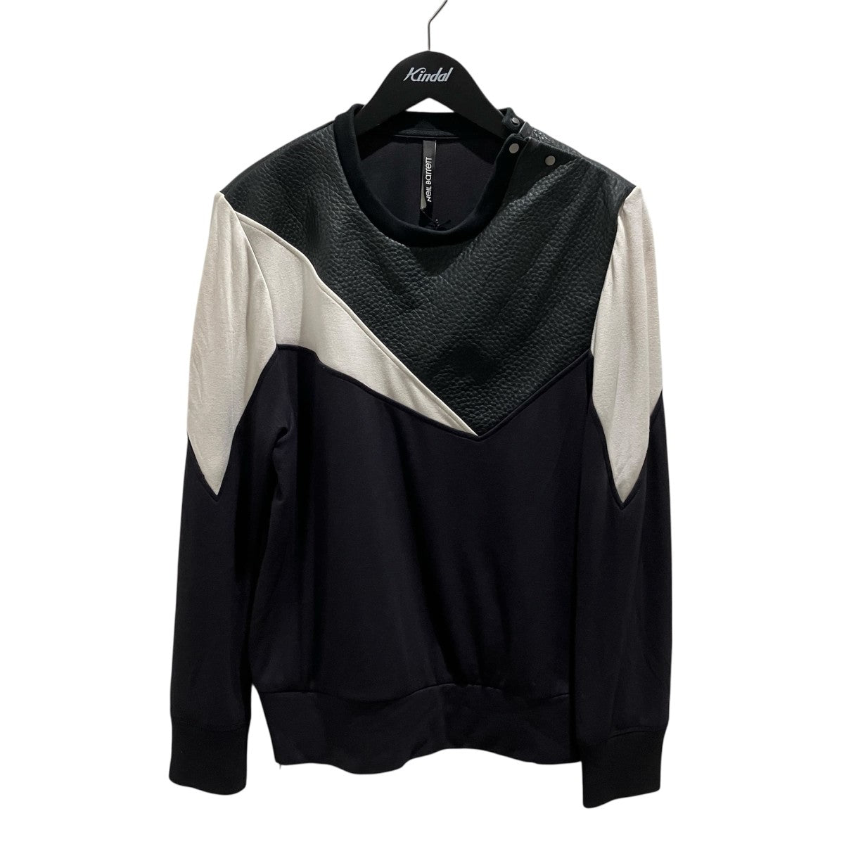 NEIL BARRETT レザードッキング長袖TシャツBJE557C C1559 古着・中古-1枚目のアイテム画像
