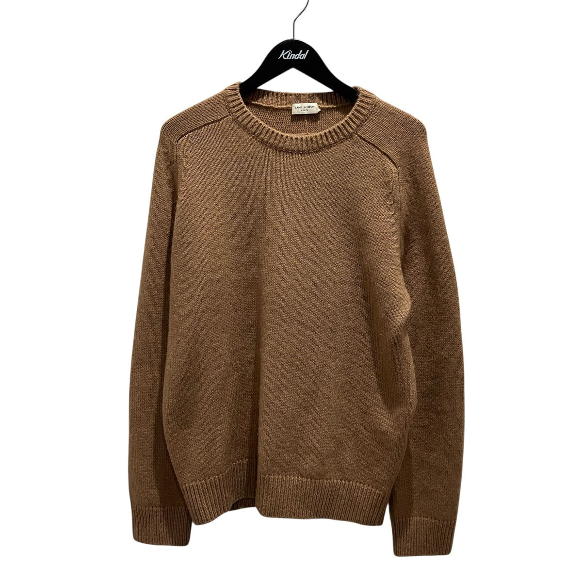 Saint Laurent Paris 21AWクルーネックキャメルニット603088 YALK2 古着・中古-1枚目のアイテム画像