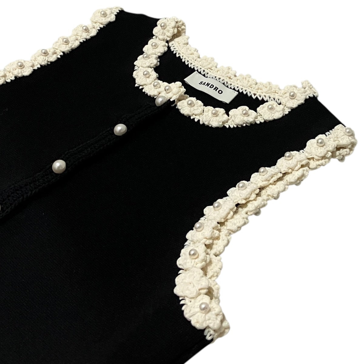 Sandro フラワー刺繍ニットベストSFPCA011177-20 古着・中古-5枚目のアイテム画像