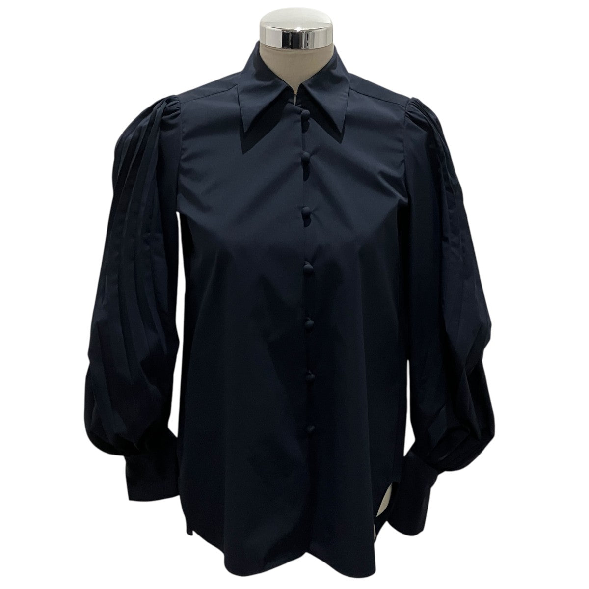 mame kurogouchi 【Curved Pleated Shirt】長袖シャツMM22FW-SH041 古着・中古-1枚目のアイテム画像