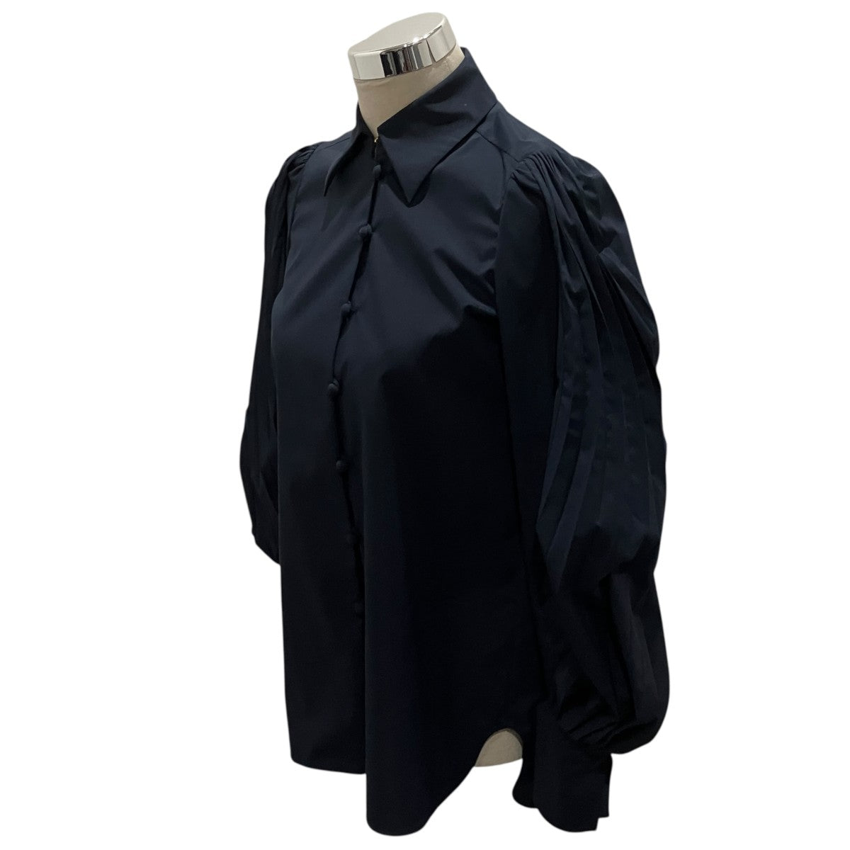 mame kurogouchi 【Curved Pleated Shirt】長袖シャツMM22FW-SH041 古着・中古-2枚目のアイテム画像