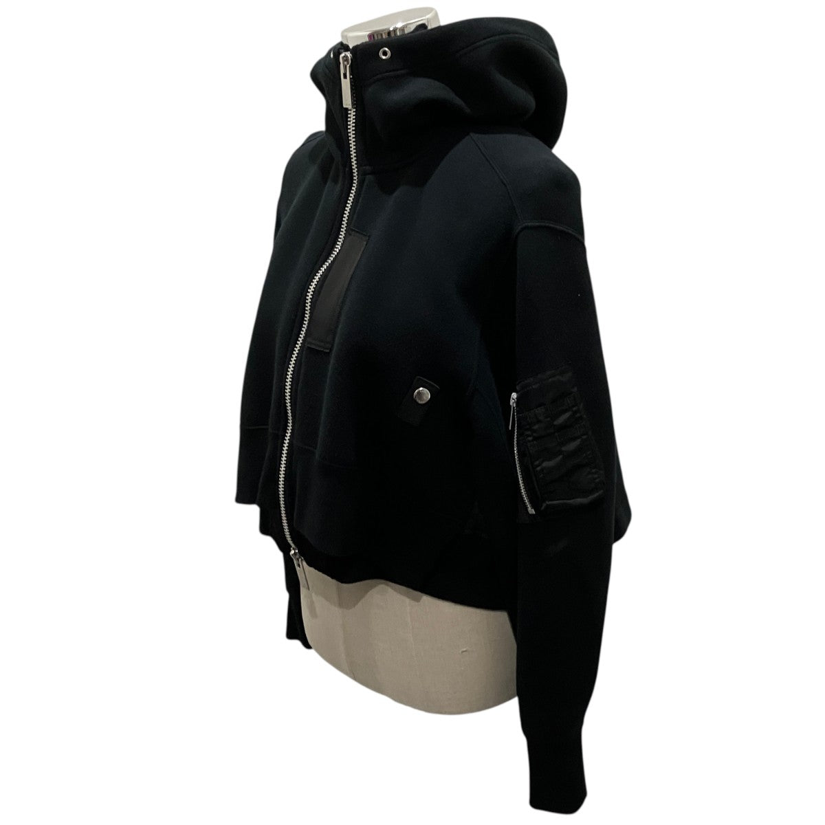 sacai 【Sponge Sweat Zipup Hoodie】ナイロン切替ドッキングパーカー22-05974 古着・中古-2枚目のアイテム画像