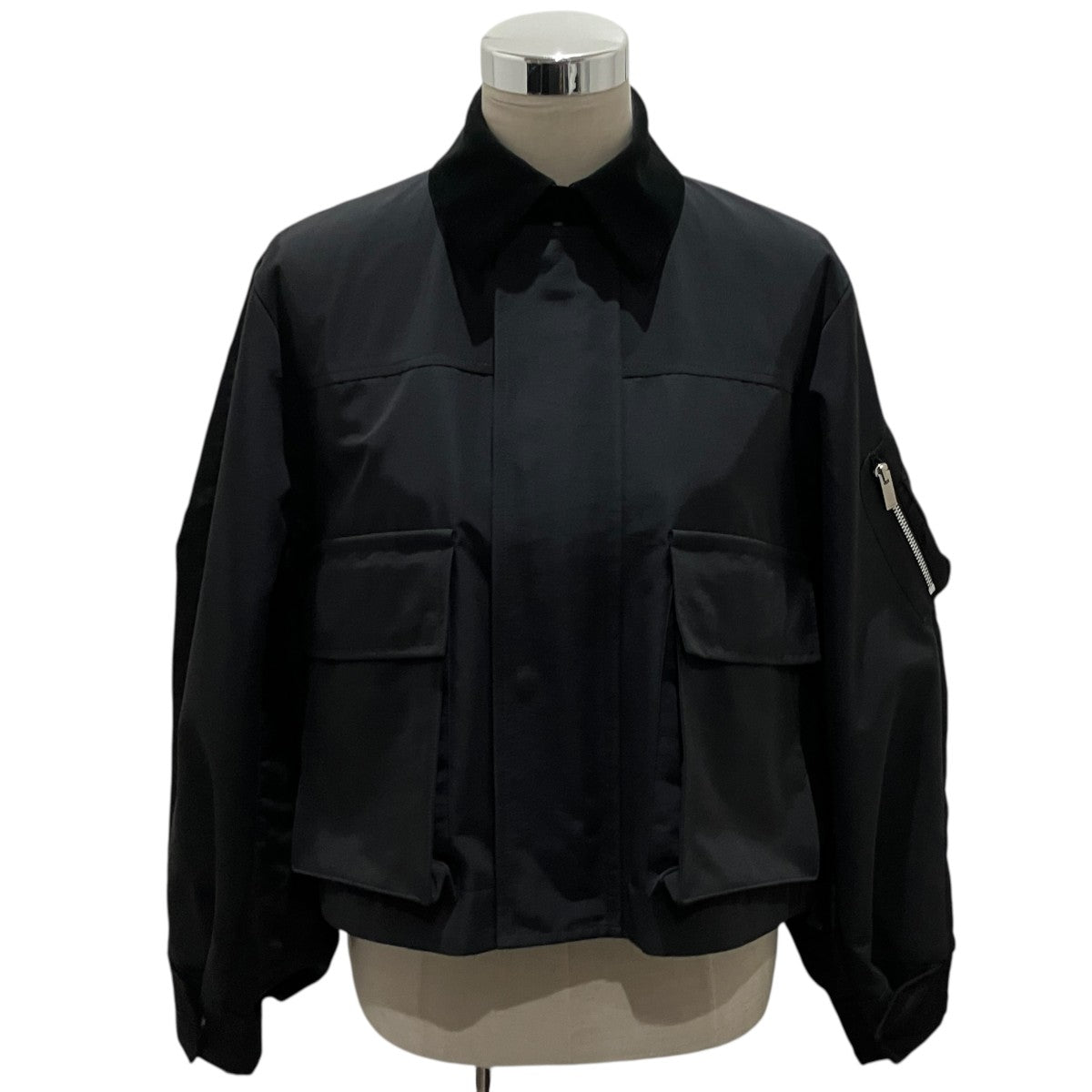 sacai 25AW【Grosgrain Nylon Twill Blouson】ベロア切替ジャケット25−07881 古着・中古-1枚目のアイテム画像