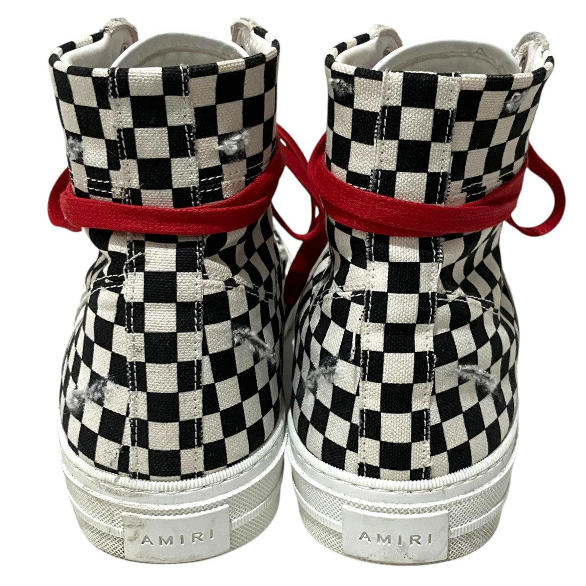 AMIRI チェッカー柄ダメージ加工ハイカットスニーカー 古着・中古-3枚目のアイテム画像