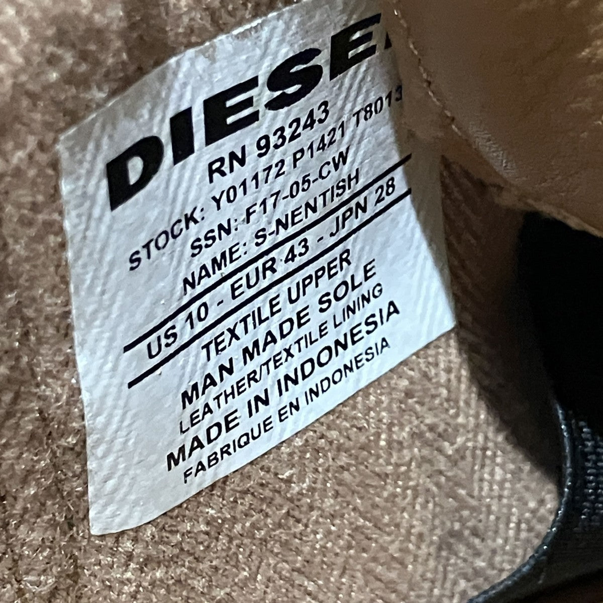 DIESEL S-NENTISHハイカットスニーカーY01172 P1421 T8013 古着・中古-8枚目のアイテム画像