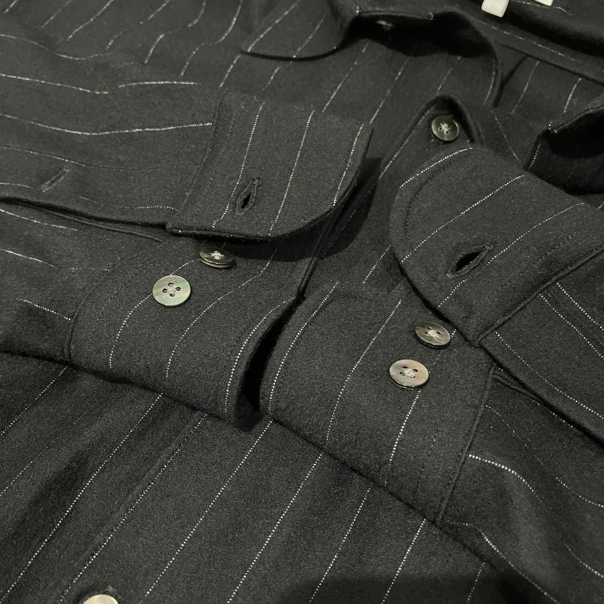 【36G Wool Stripe Ideal Shirt】ストライプウールシャツKM25A-044