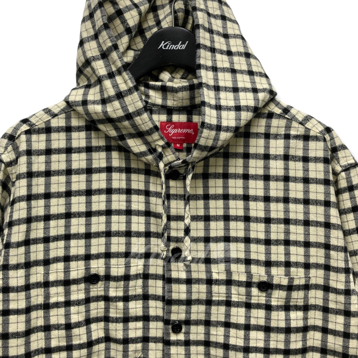 販売直販Supreme Mini Plaid Hooded Shirt Black M トップス