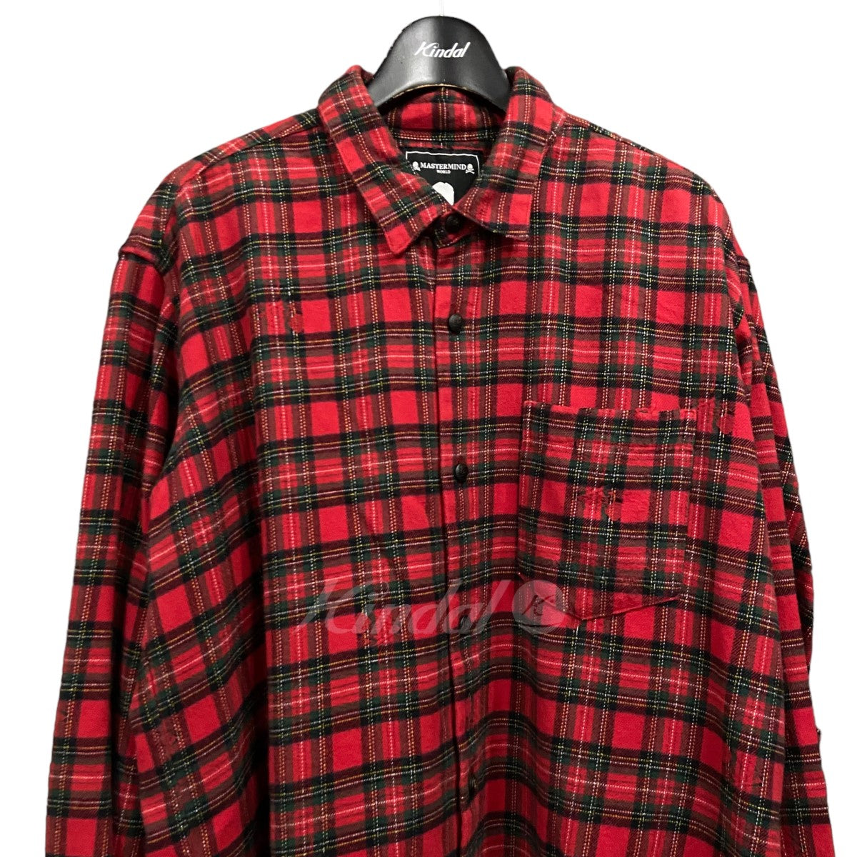 「DAMAGED SKULL CHECK FLANNEL SHIRT」チェックシャツ