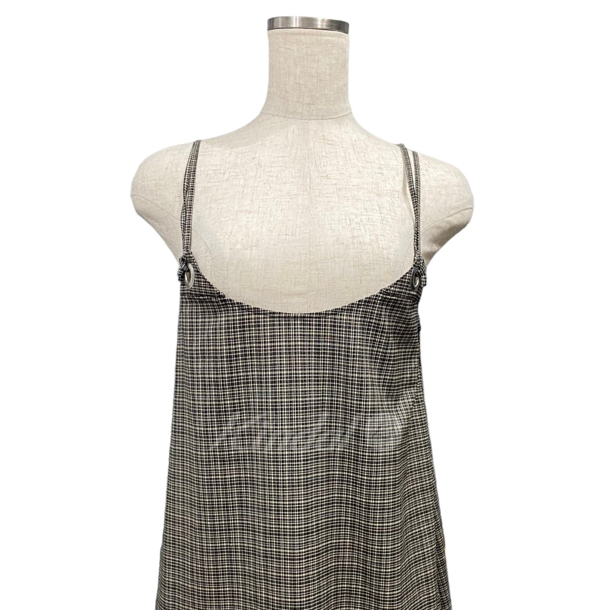 ｢DOUBLE-END tweed check apron dress｣