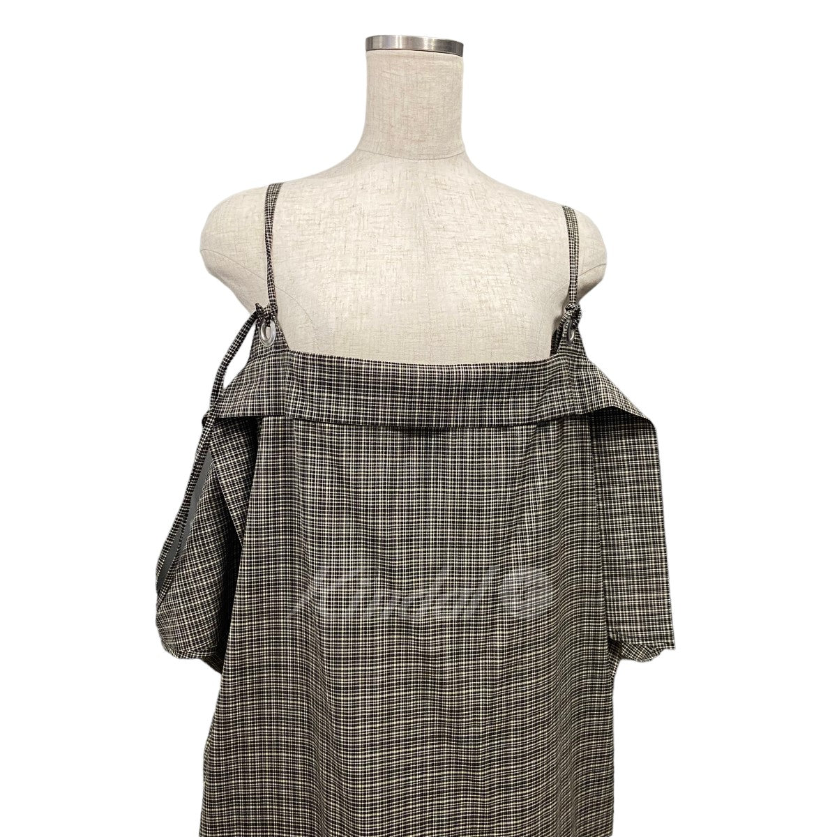 ｢DOUBLE-END tweed check apron dress｣