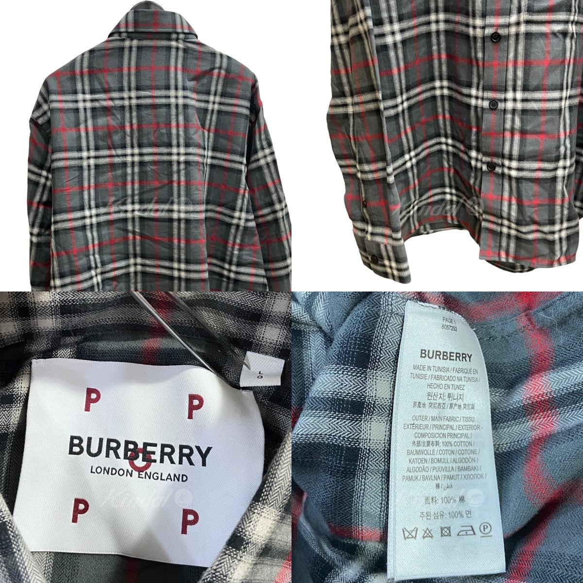 BURBERRY(バーバリー) チェックシャツ 8057292 グレー×レッド サイズ 13｜【公式】カインドオルオンライン  ブランド古着・中古通販【kindal】