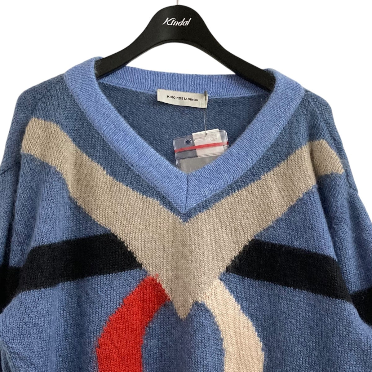 Kiko Kostadinov(キココスタディノフ) 20AWNOLAN INTARSIA JUMPER  SKYWAYフロントデザインVネックニットセーター