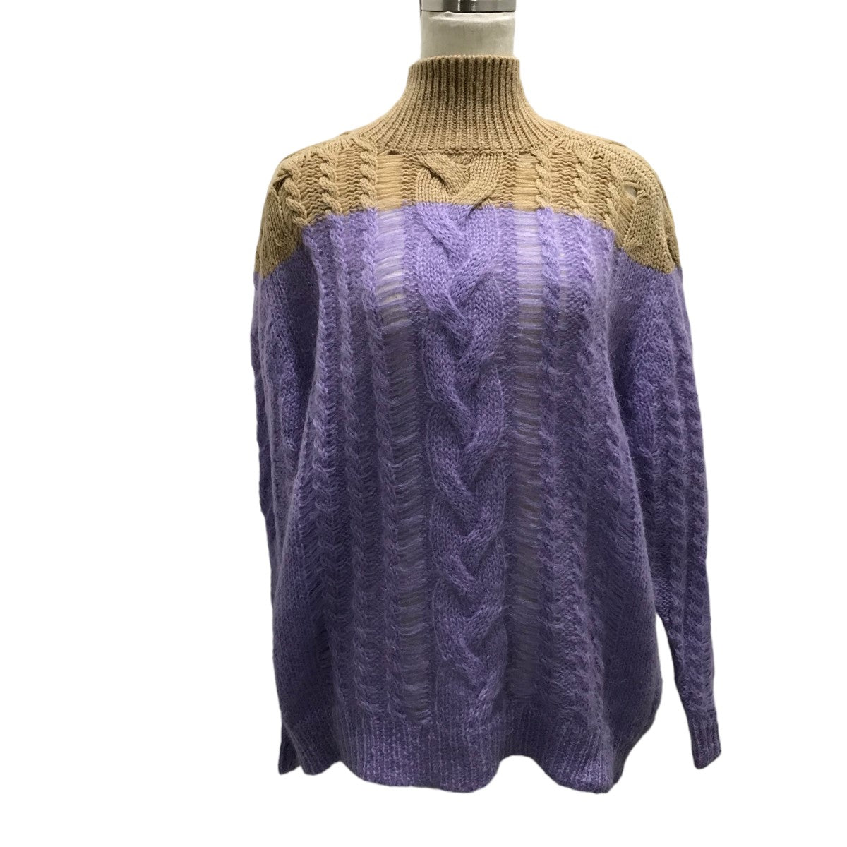 タンタン TAN ツートンモックネックセーター TN23FW005 ブラウン×パープル サイズ：Free 8045000820113_1.jpg?v=