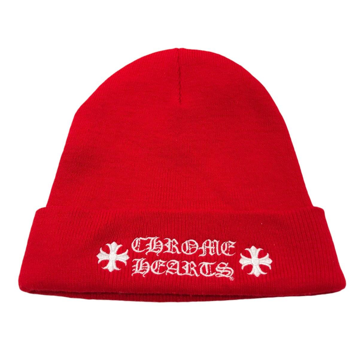 クロムハーツ ニット帽 OS CHROME HEARTS(クロムハーツ) CHロゴニットキャップ レッド