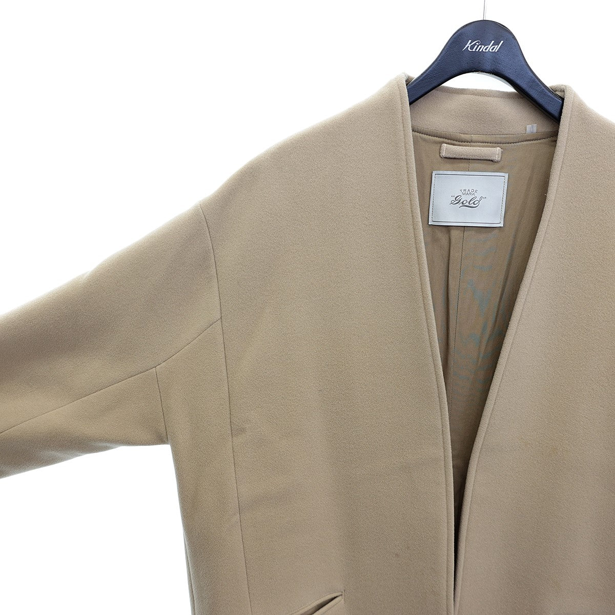 GOLD(ゴールド(東洋エンタープライズ)) Tasmania Wool NO COLLAR COATウールメルトンノーカラーコートGL14266 ベージュ サイズ:L メンズ コート 中古・古着