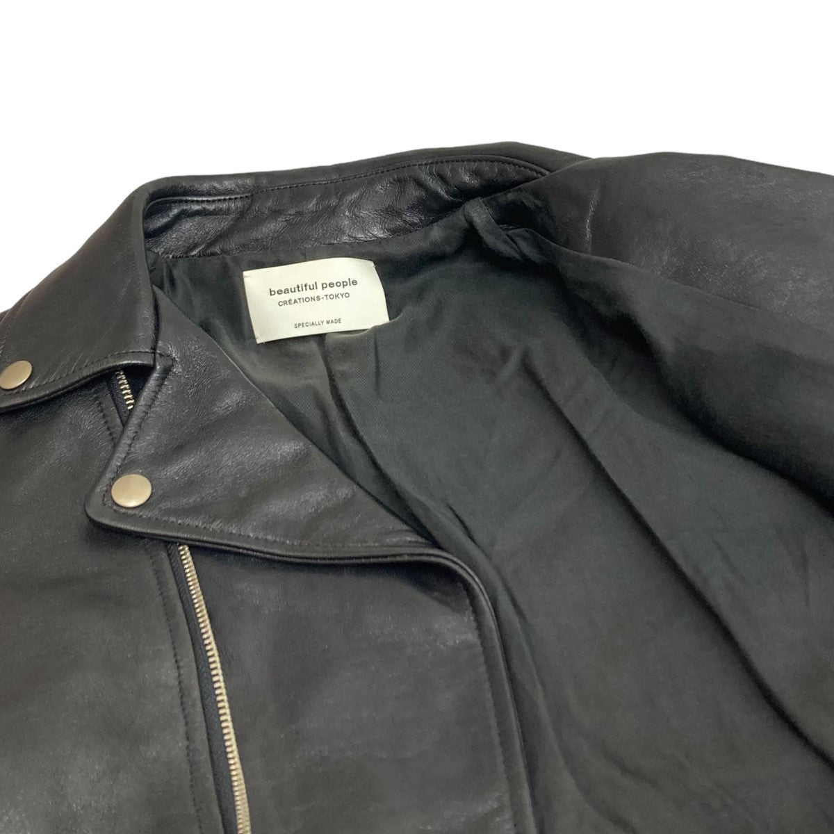 beautiful people(ビューティフルピープル) ヴィンテージレザーダブルライダースジャケット ｢vintage leather  riders jacket｣ 1735402811 ブラック サイズ 170｜【公式】カインドオルオンライン ブランド古着・中古通販【kindal】