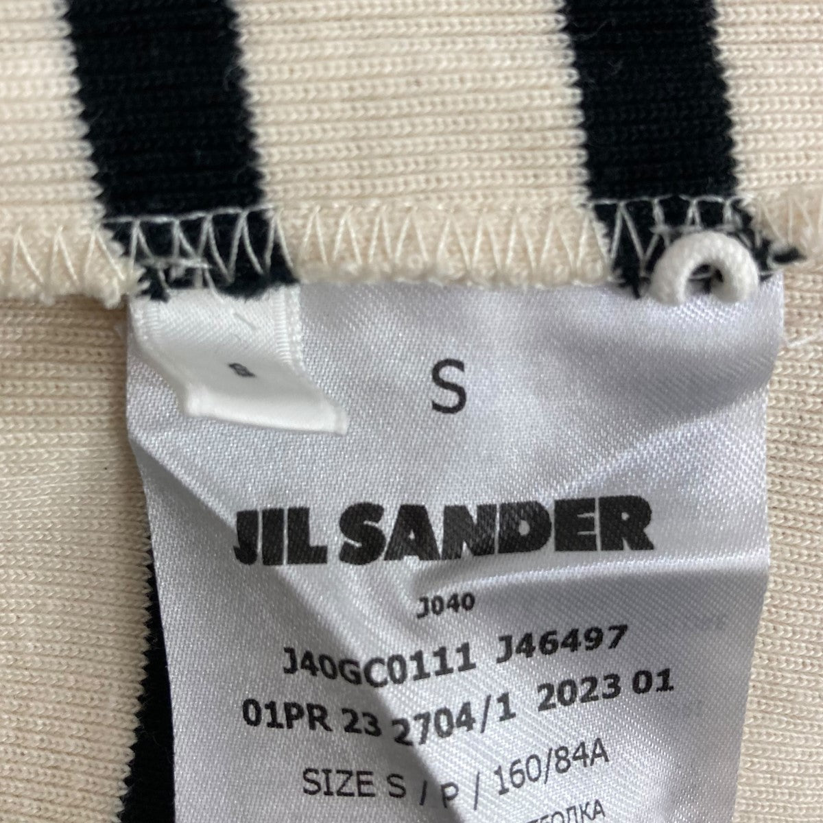 ★JIL SANDER★ ストライプ Tシャツ ♪アイボリー/ブラック♪ Jil Sanderのネイビー＆オフホワイト ボーダー 長袖Tシャツが