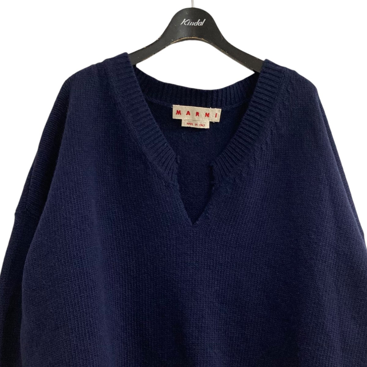 【値下げ】MARNI 20AW スキッパーニットセーター CVMD0049MQ ネイビー×ブラック サイズ：42 (EC) MARNI(マルニ) 20AWスキッパーニットセーターCVMD0049MQ