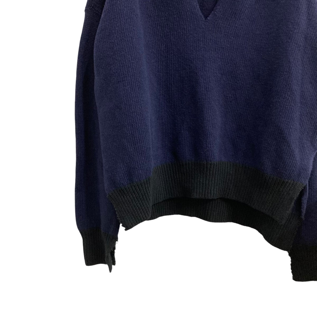 【値下げ】MARNI 20AW スキッパーニットセーター CVMD0049MQ ネイビー×ブラック サイズ：42 (EC) MARNI(マルニ) 20AWスキッパーニットセーターCVMD0049MQ