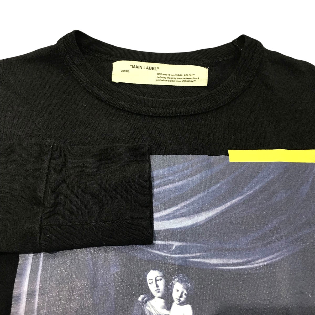 オフホワイト 長袖Tシャツ バイアスレイヤードカットソー