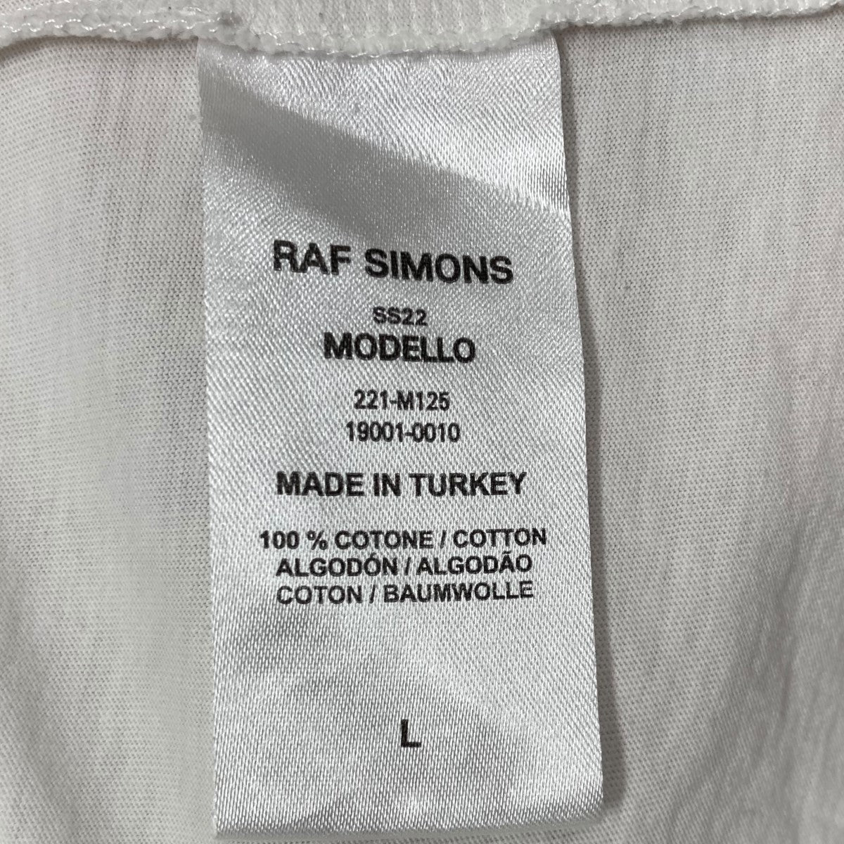 RAF SIMONS(ラフシモンズ) 半袖Tｼｬﾂ 221-M125 ホワイト サイズ L