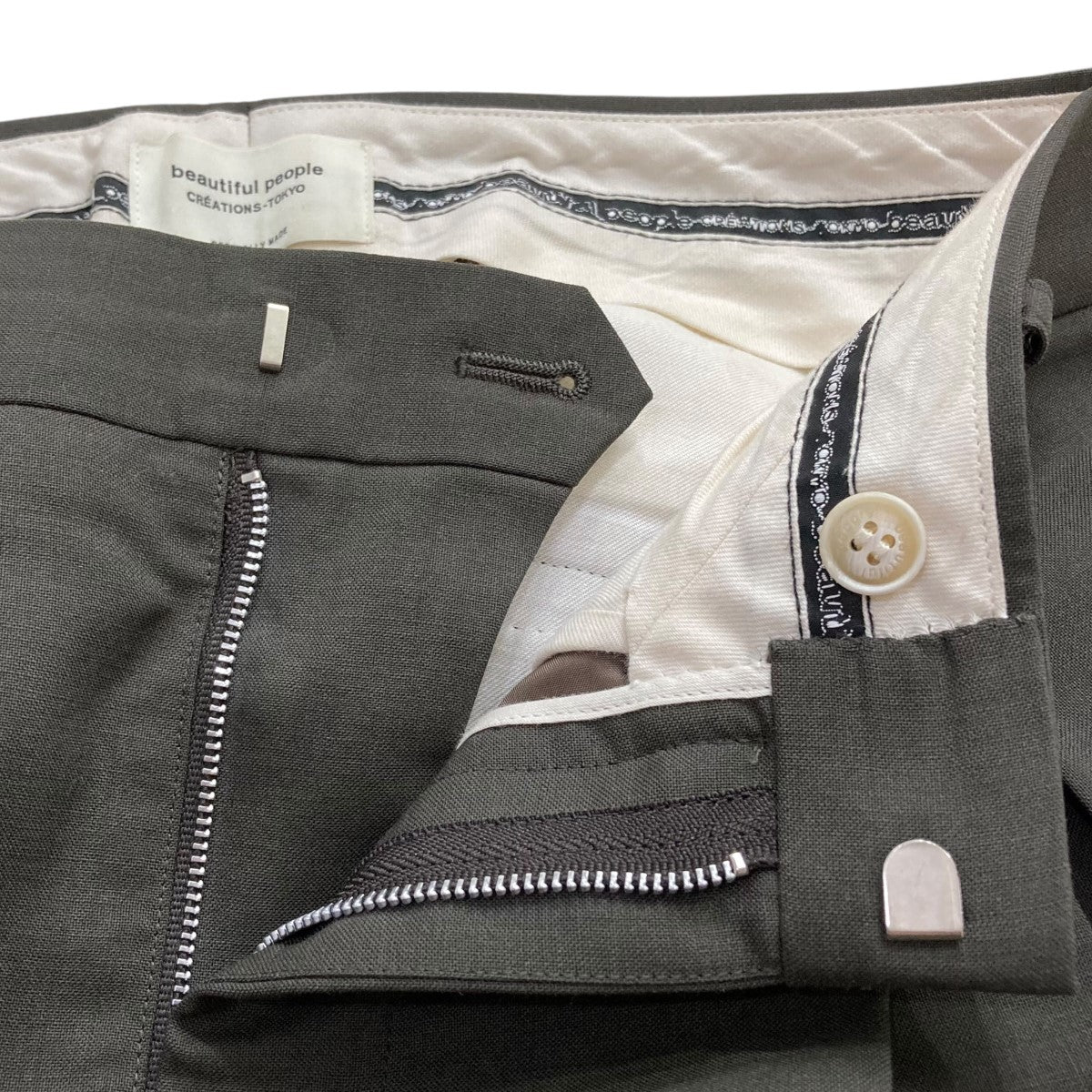 wool mohair three tuck widepantsパンツ1445105013