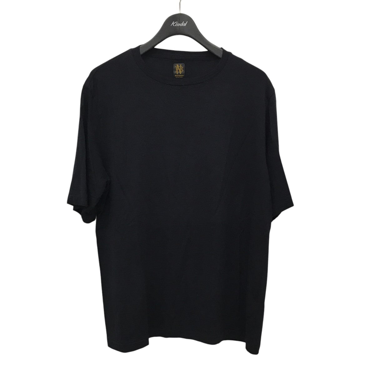 BATONER ブラック スムース編み 半袖Tシャツ/