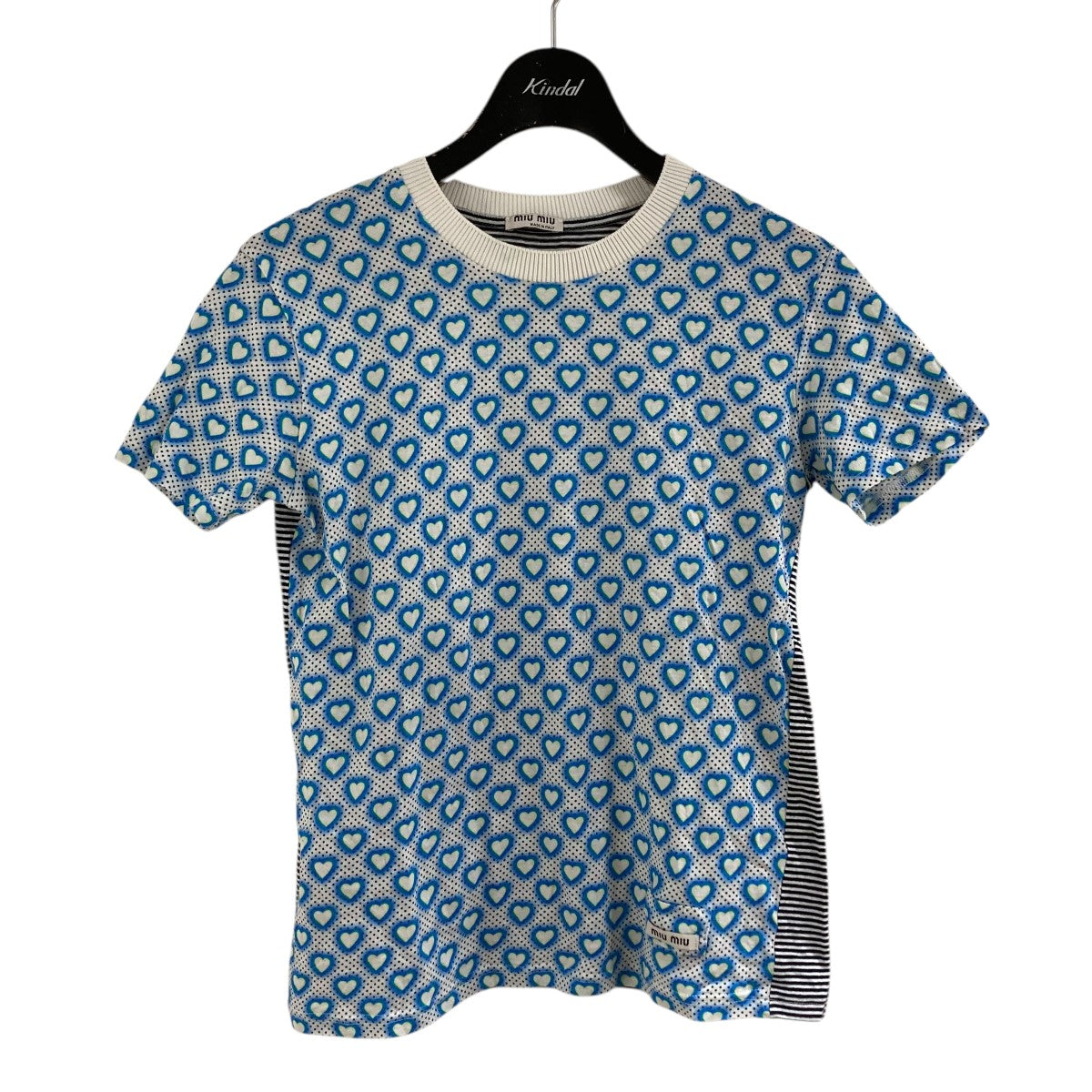 【汚れあり！】miu miu いちご柄ブラウス MIU MIU(ミュウミュウ) ハート柄半袖Tシャツ MJM941 ホワイト