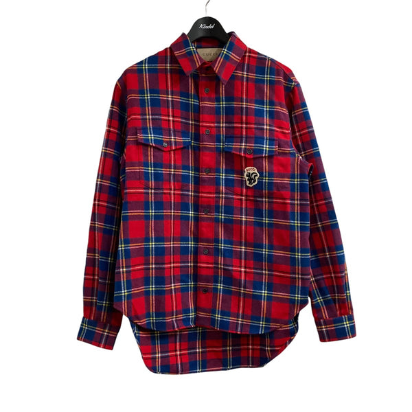 GUCCI 　グッチ　秋冬グレーンチェックジャケット★ GUCCI(グッチ) スカンクパッチチェックジャケット720960 720960 レッド