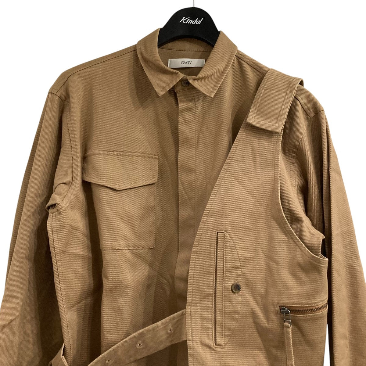 【値下げ】G．V．G．V VEST LAYERED COTTON TWILL SHIRT ベストレイヤードシャツ GV1911006 ブラウン サイズ：38 (EC) G．V．G．V(ジーヴィージーヴィー) VEST LAYERED COTTON TWILL