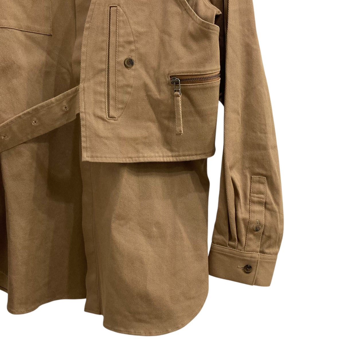 【値下げ】G．V．G．V VEST LAYERED COTTON TWILL SHIRT ベストレイヤードシャツ GV1911006 ブラウン サイズ：38 (EC) G．V．G．V(ジーヴィージーヴィー) VEST LAYERED COTTON TWILL