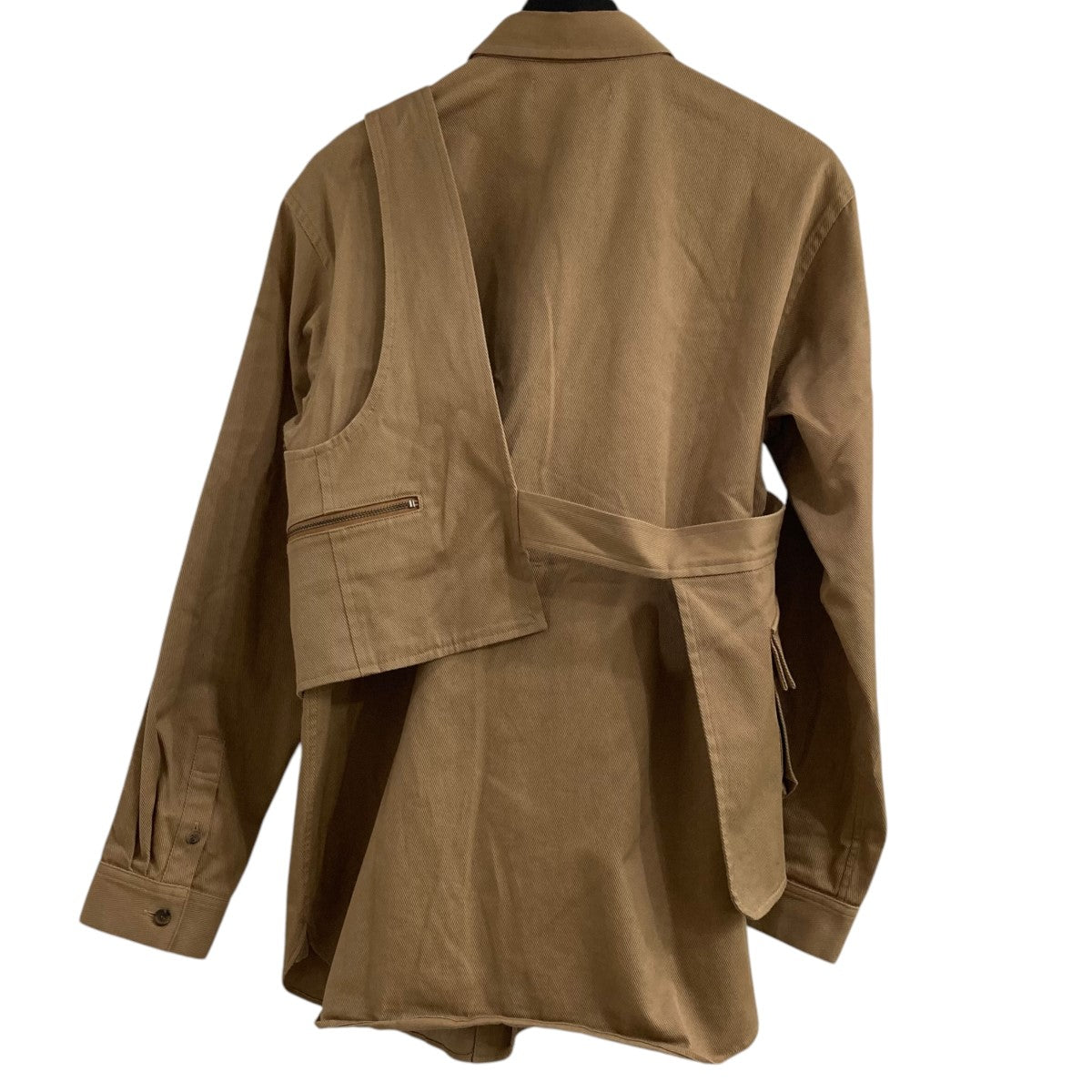 【値下げ】G．V．G．V VEST LAYERED COTTON TWILL SHIRT ベストレイヤードシャツ GV1911006 ブラウン サイズ：38 (EC) G．V．G．V(ジーヴィージーヴィー) VEST LAYERED COTTON TWILL