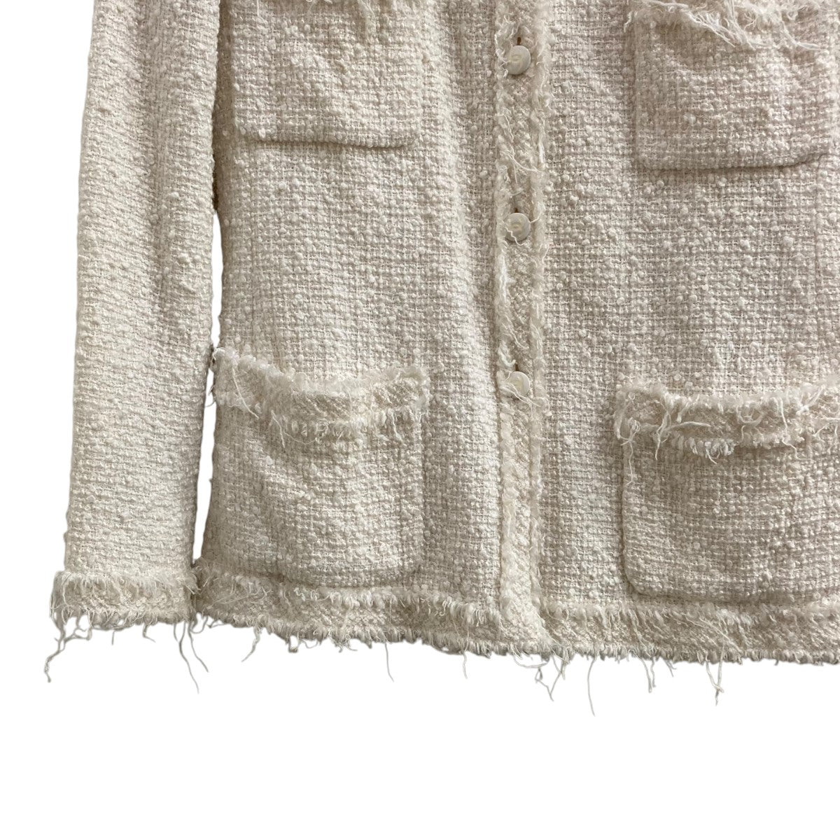 シャネルのツイードノーカラージャケットです。 CHANEL 古着・中古 アウター アイテム