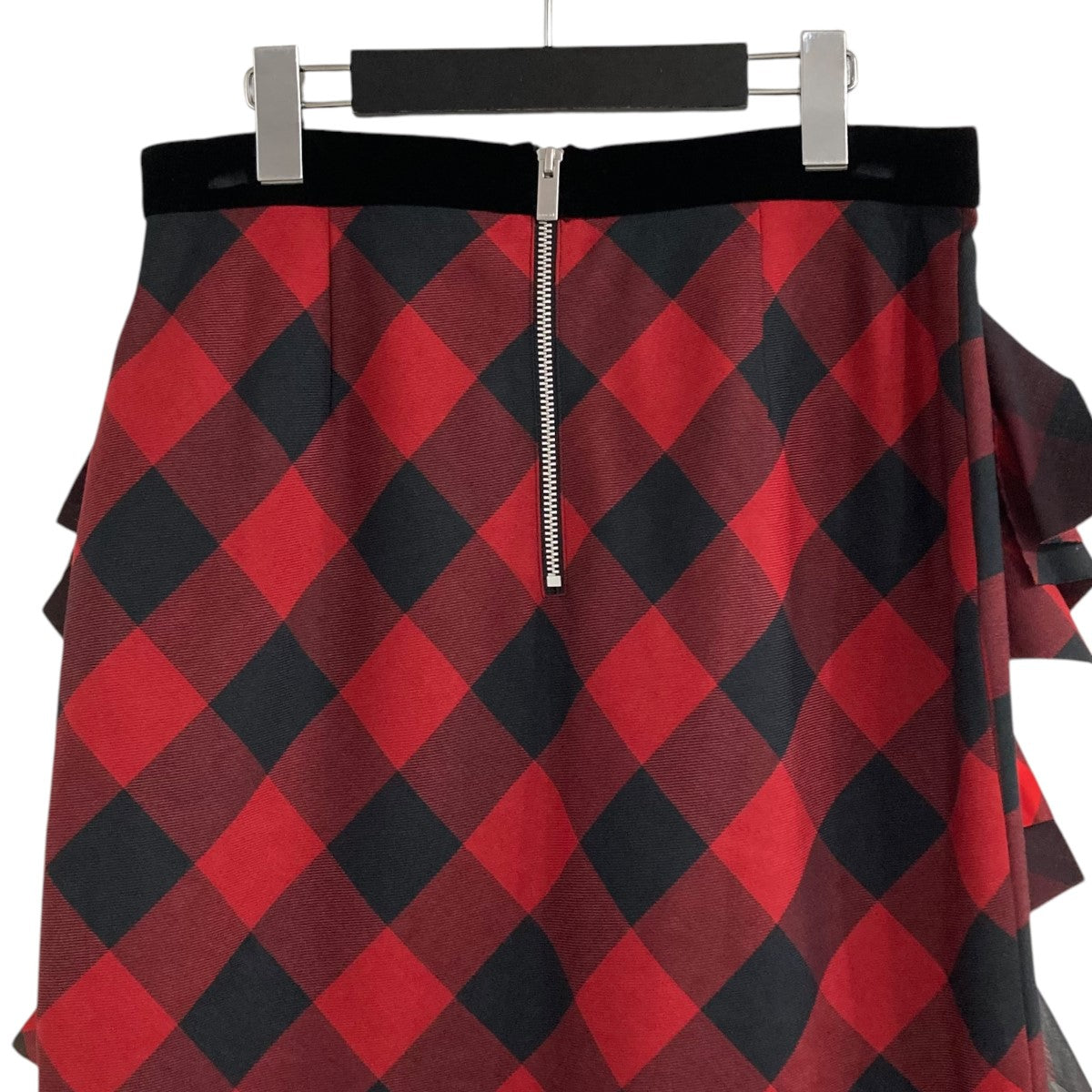 サカイ sacai 22-06100 プリーツ ラップ ロングスカート チェック ロゴ  