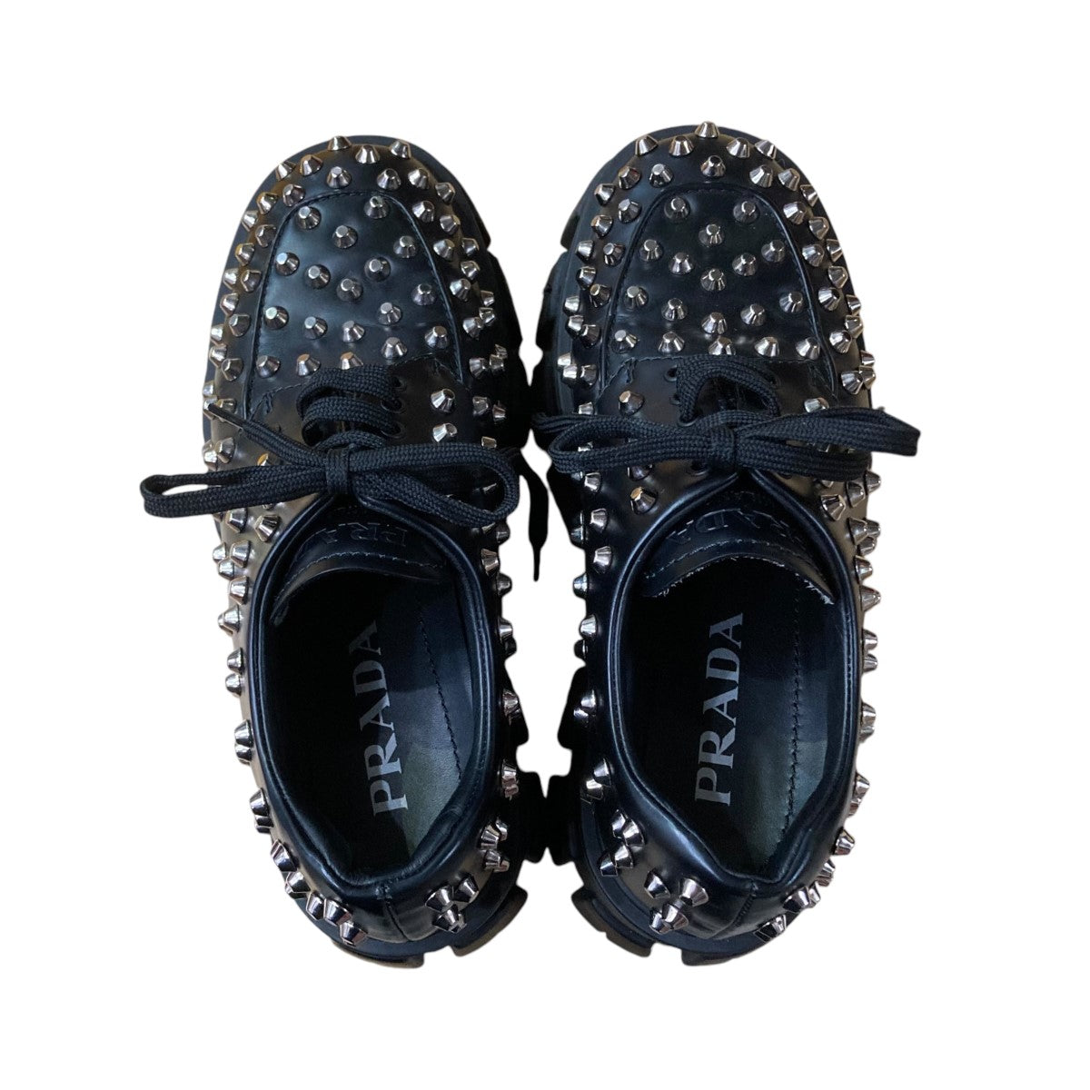 PRADA(プラダ) 714 モノリスブラッシュドレザースタッズ厚底