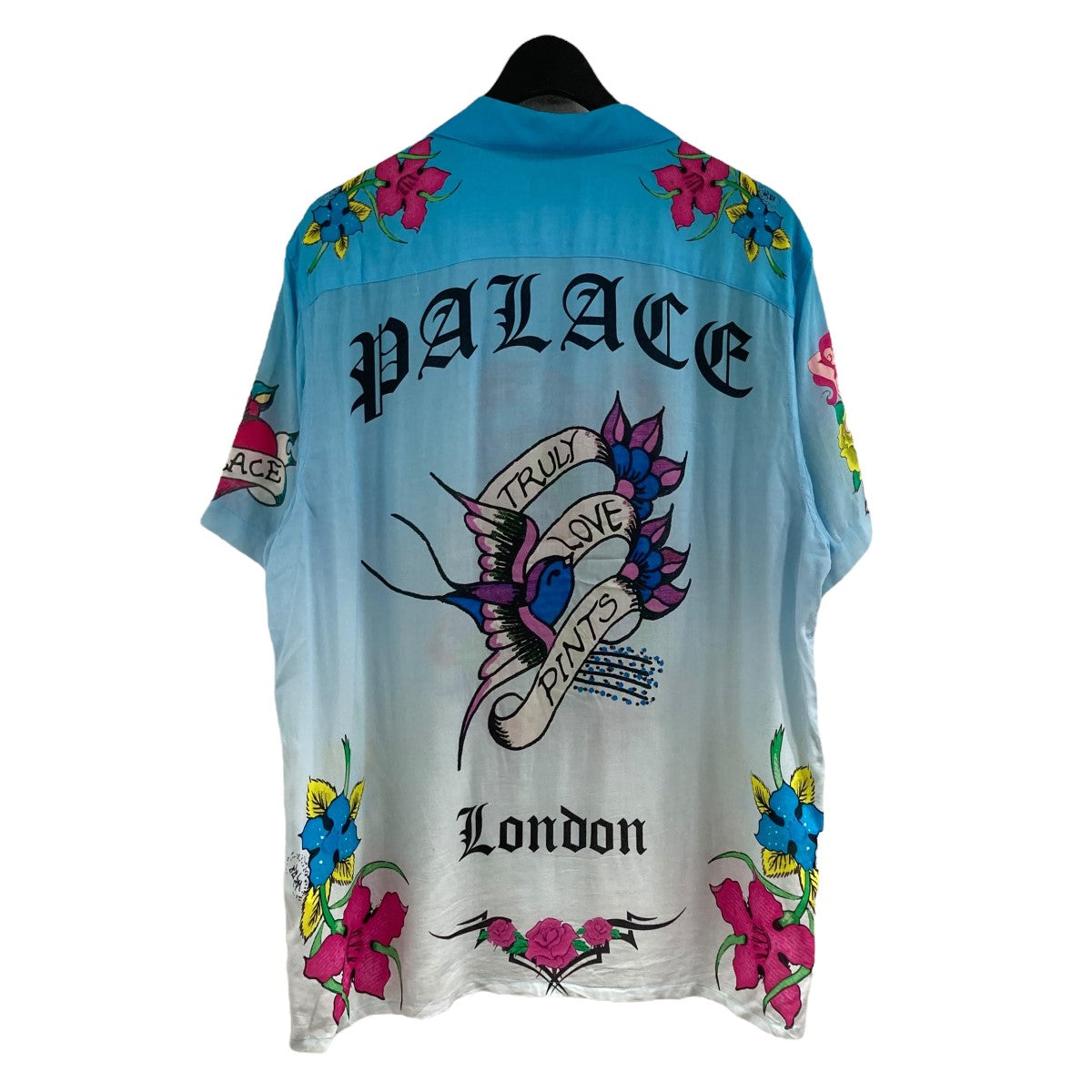 PALACE パレス シャツ サイズ:L 22SS JIMMYZ グラフィック プリント オープンカラー 半袖シャツ PALACE JIMMYZ SHIRT 開襟 ホワイト 白 トップス カジュアルシャツ【メンズ】【中古】 PALACE(パレス) 半袖シャツ スカイブルー サイズ L｜【公式】カインド