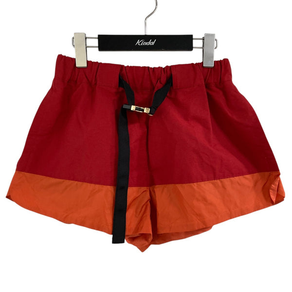 sacai サカイ シルクベルテッドショートパンツ sacai(サカイ) ベルテッドショートパンツ 21-05767 レッド サイズ 0
