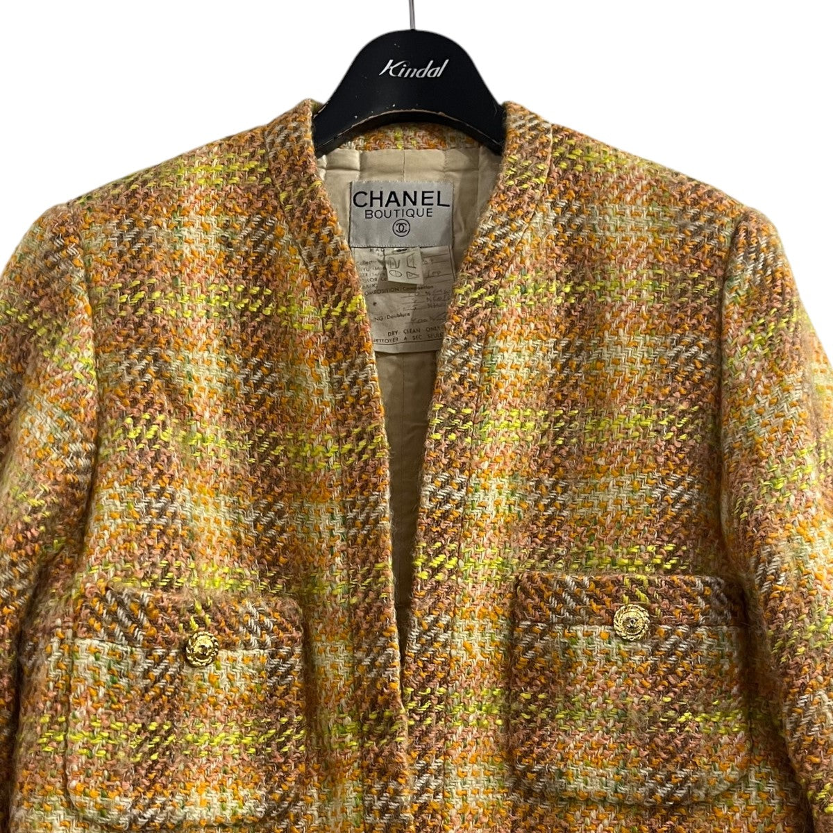 CHANEL(シャネル) ノーカラーツイードジャケット78304 78304 オレンジ  