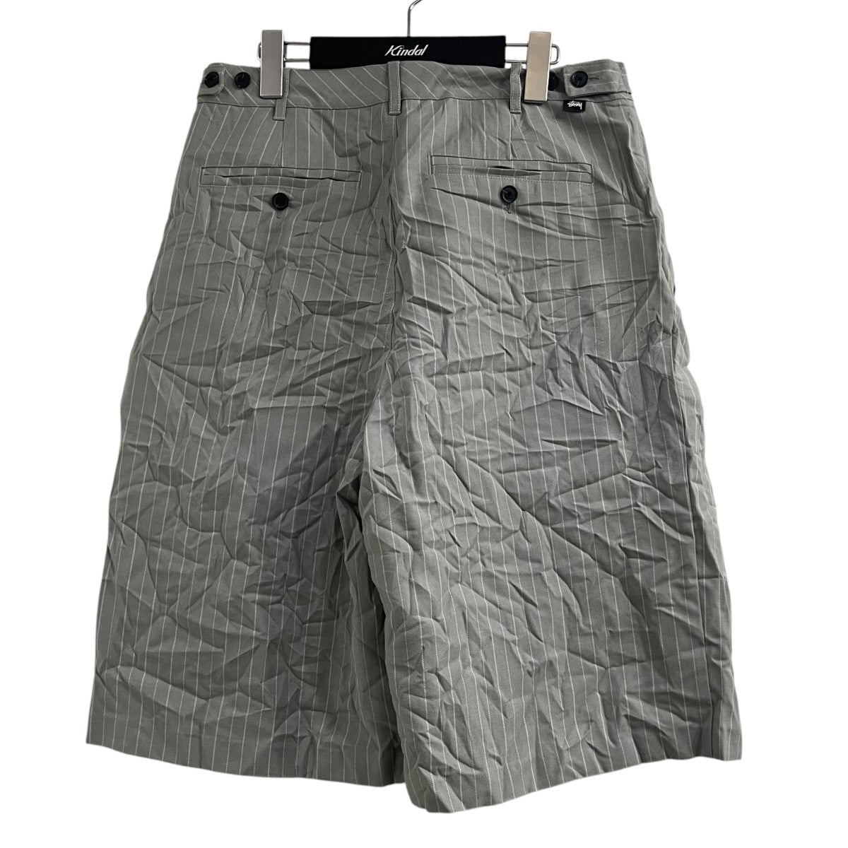 stussy(ステューシー) シワ加工ストライプハーフパンツ グレー