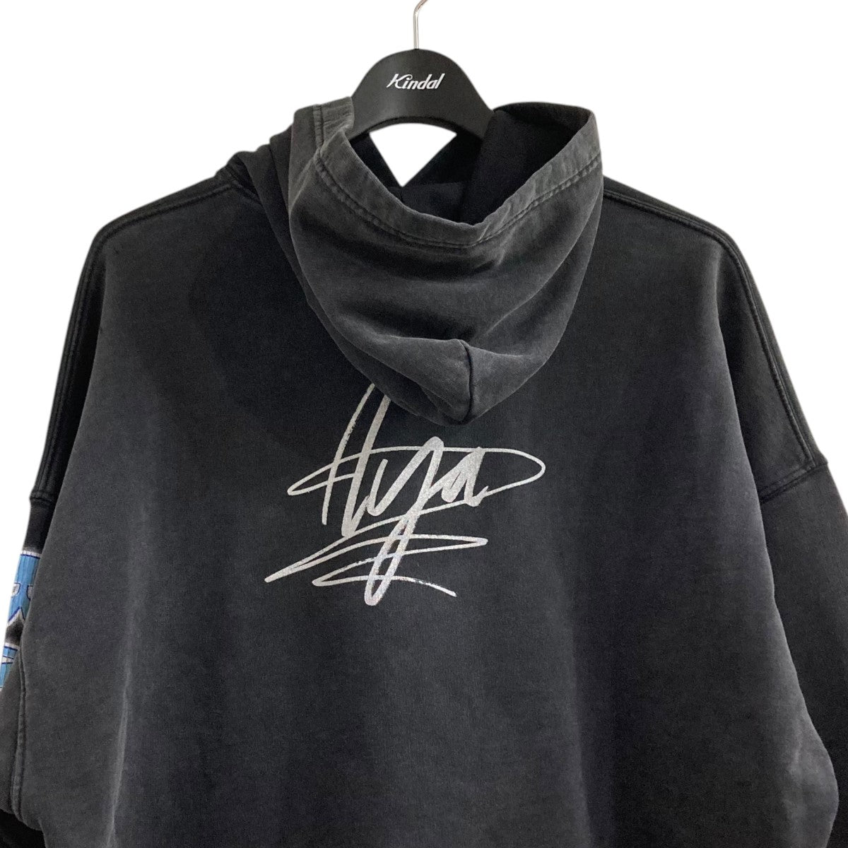 VIP価格★【BALENCIAGA】グレー&ブラック コットン フーディー BALENCIAGA(バレンシアガ) グラフィックパーカー675003 675003