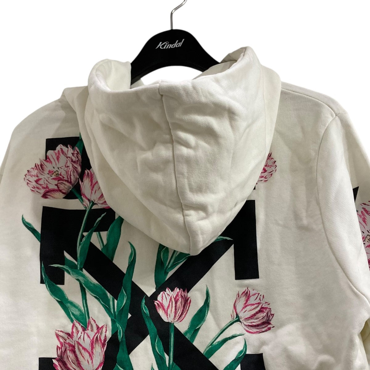 19AW OFF WHITE バックバイアスエンブロイダリージップアップパーカー OFFWHITE(オフホワイト) バックバイアスフラワーパーカー ホワイト