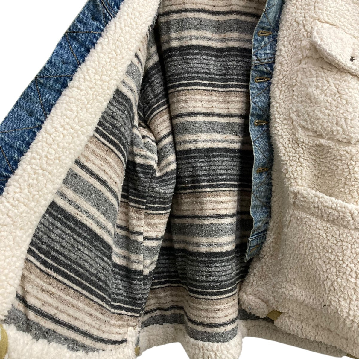 GREG LAUREN(グレッグローレン) ボアデニムジャケット アイボリー