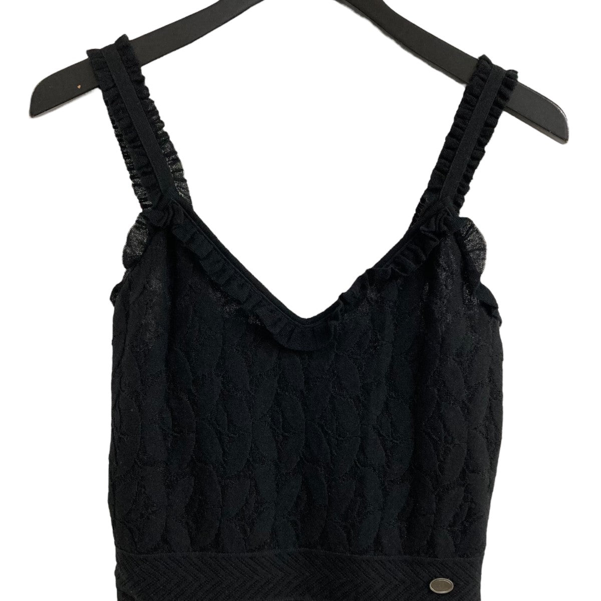 CHANELシャネル クロッシェレース　ノースリーブワンピース　黒　36 シャネル ノースリーブワンピース ブラック 黒 #36 17P タグ付