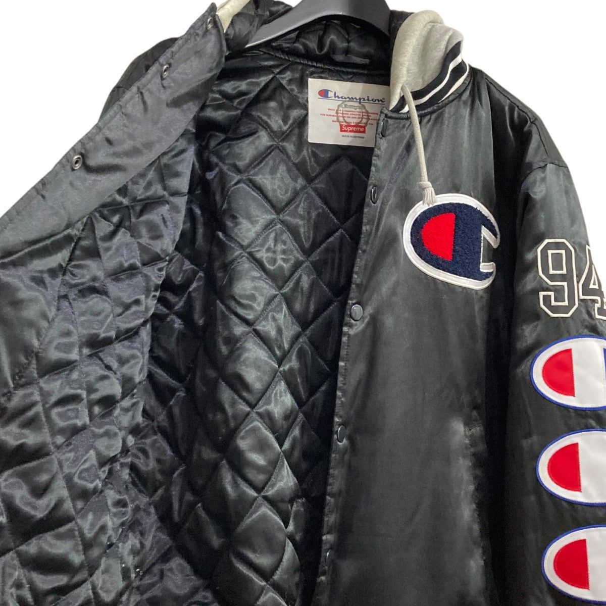 Supreme×Champion 18AWサテンジャケットHooded Satin Varsity