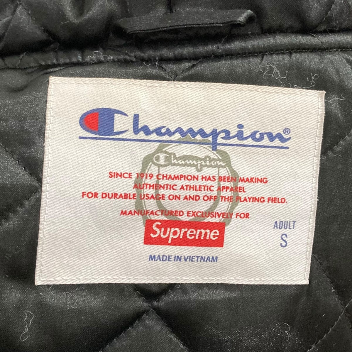 Supreme サテンジャケット M ブラック・レッド Supreme×Champion 18AWサテンジャケットHooded Satin Varsity