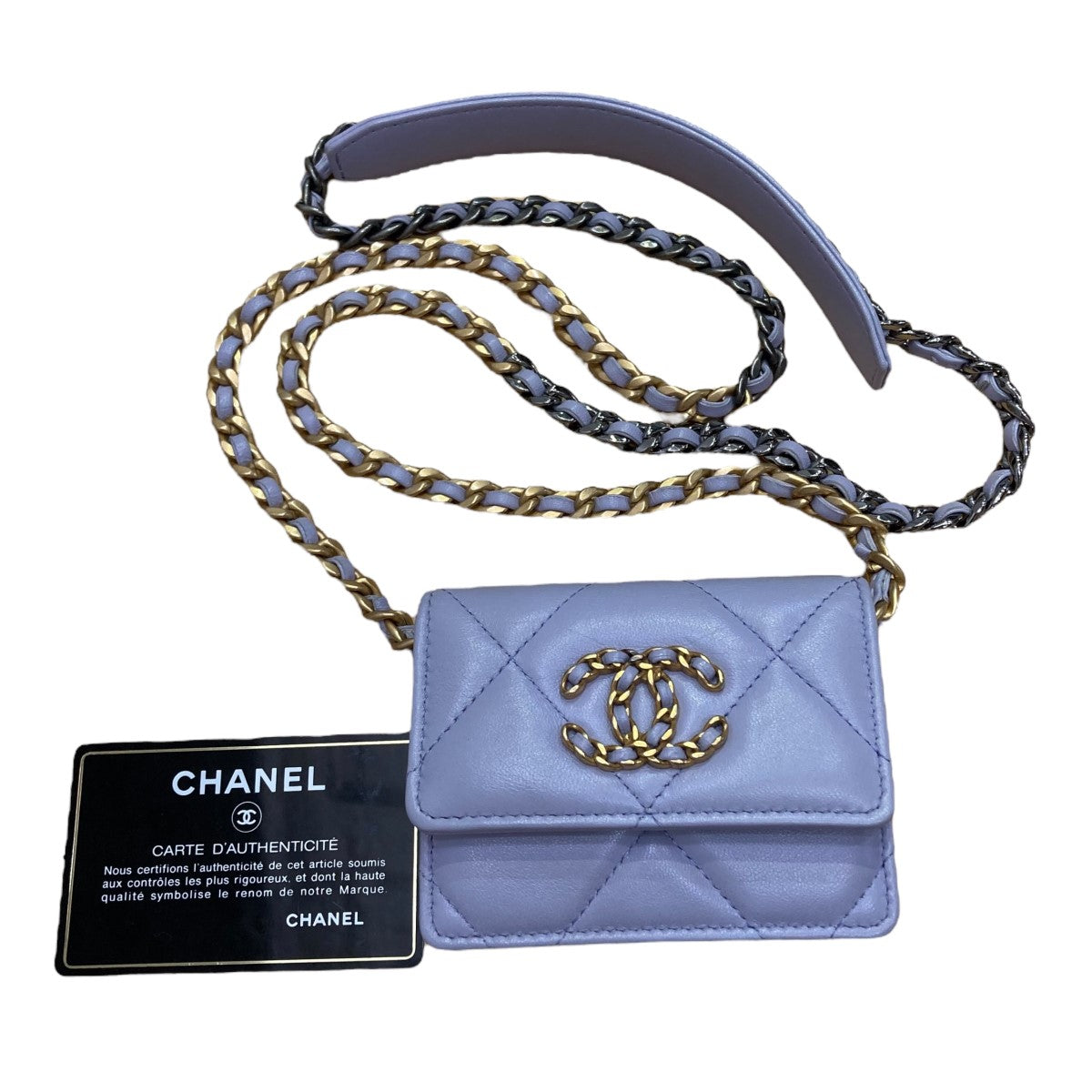 CHANEL ラムスキン 19ライン マトラッセ チェーンショルダーウォレットAP1787 古着・中古-1枚目のアイテム画像