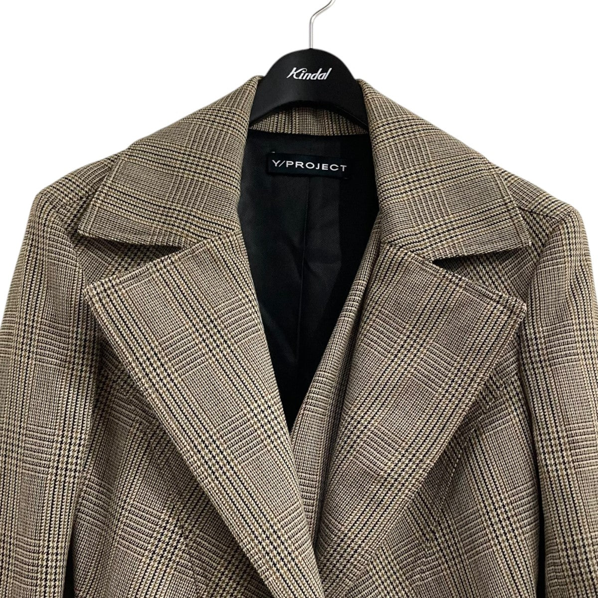 Y． PROJECT(ワイプロジェクト) ハウンドトゥース柄コート ベージュ
