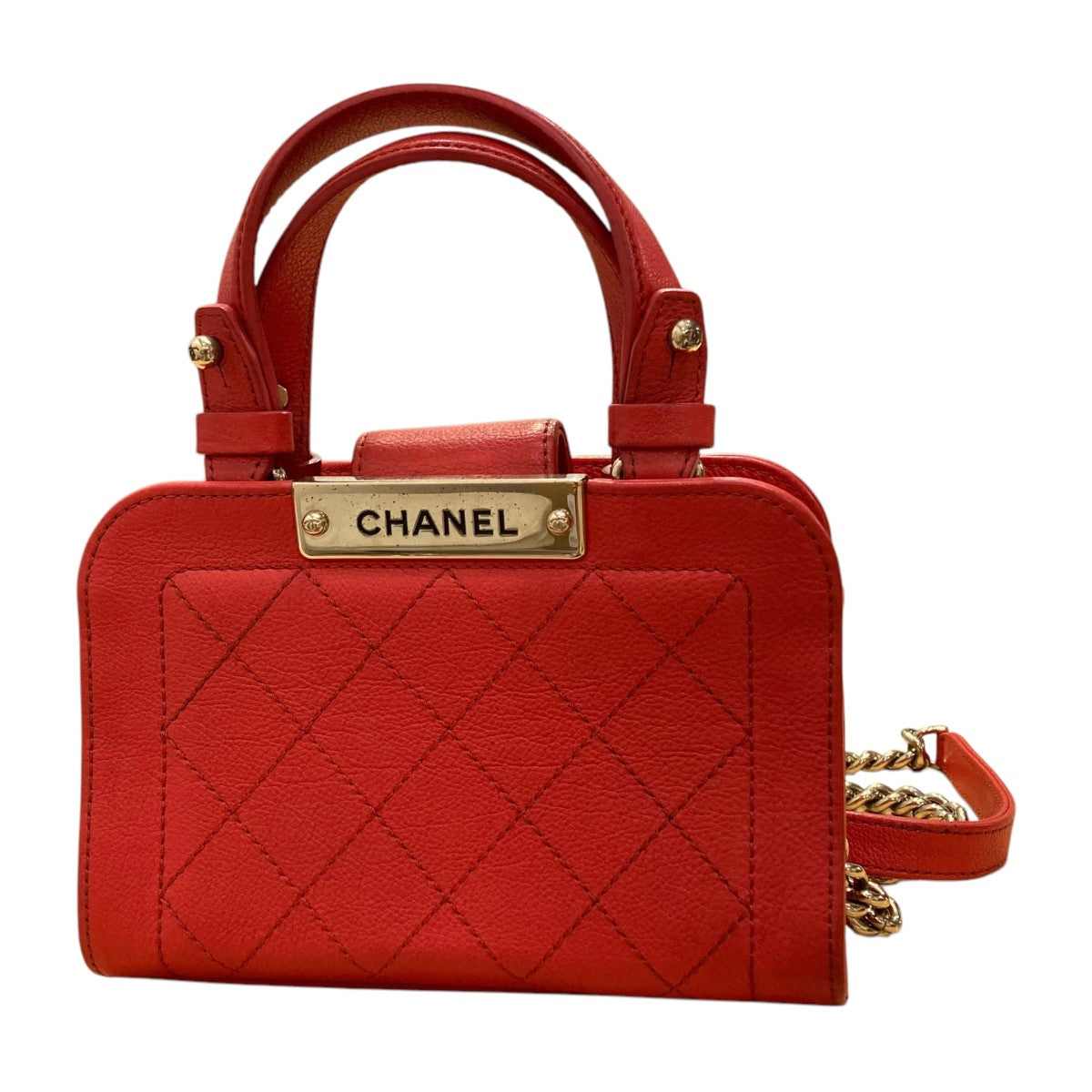 CHANEL(シャネル) キャビアスキン ロゴプレート チェーンバッグ 2351